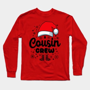 Christmas Family Cousin Santa Hat Black Text Long Sleeve T-Shirt